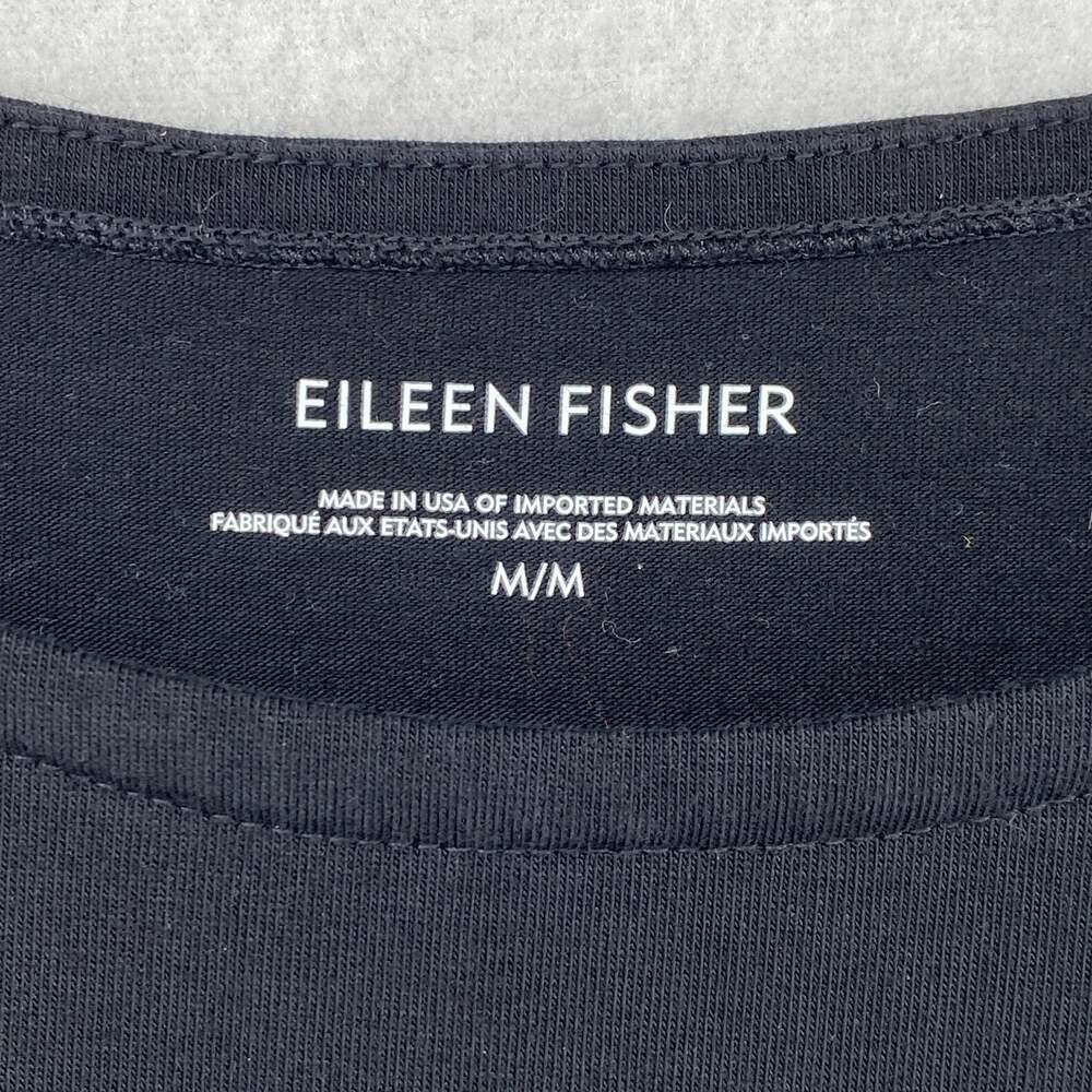 EILEEN FISHER Dress M Stretch Cotton Jersey Tank Subtle Lantern Hem Black USA - Picture 5 of 10